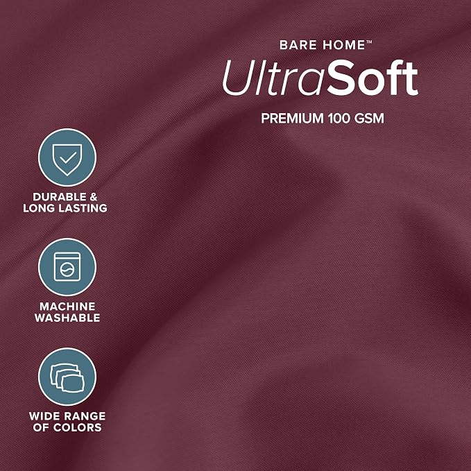 Bare Home King Sheet Set - 1800 Ultra-Soft Microfiber King Bed Sheets - Double Brushed - Deep Pockets - Easy Fit - 4 Piece Set - Bedding Sheets & Pillowcases (King, Burgundy)