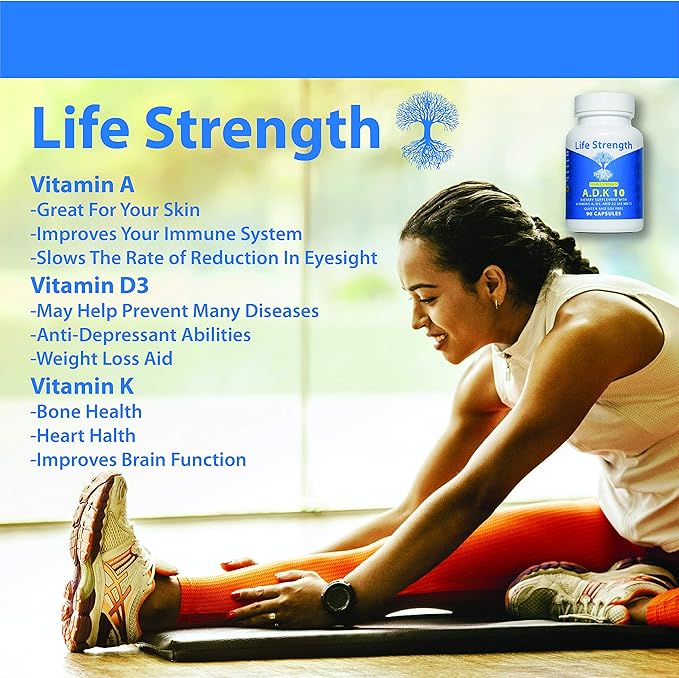 ADK 10 Supplement (180 Count) - Physician Formulated Vitamins A1, D3 & K2 (as MK7) for Bone Health - Immune System Support - Gluten Free, Soy Free, Non-GMO - 90 Capsules