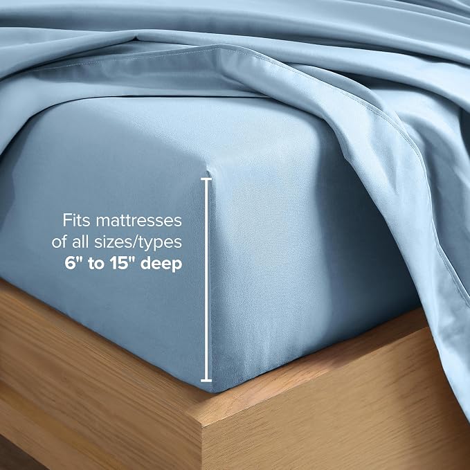 Bare Home California King Sheet Set - 1800 Ultra-Soft Microfiber Cal King Bed Sheets - Double Brushed - Deep Pockets - Easy Fit - 4 Piece Set - Bed Sheets (California King, Light Blue)