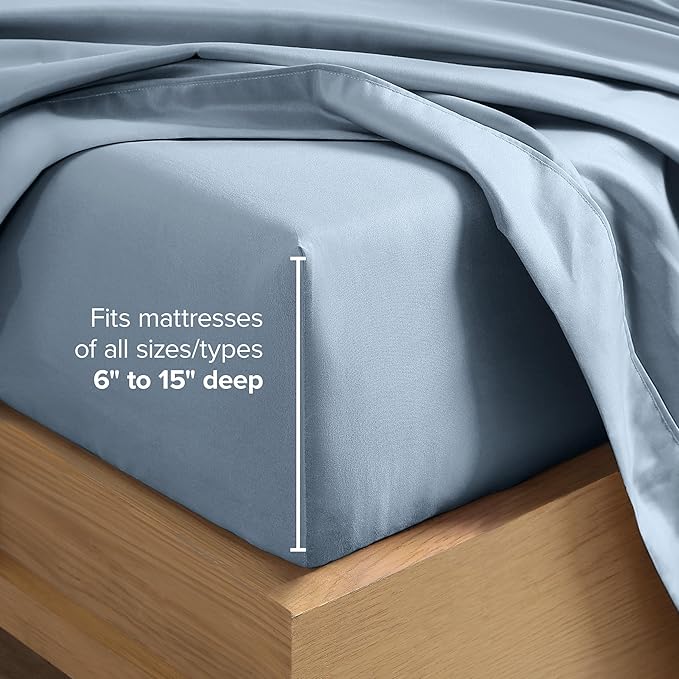Bare Home Full Sheet Set - 1800 Ultra-Soft Microfiber Full Bed Sheets - Double Brushed - Deep Pockets - Easy Fit - 4 Piece Set - Bedding Sheets & Pillowcases (Full, Dusty Blue)