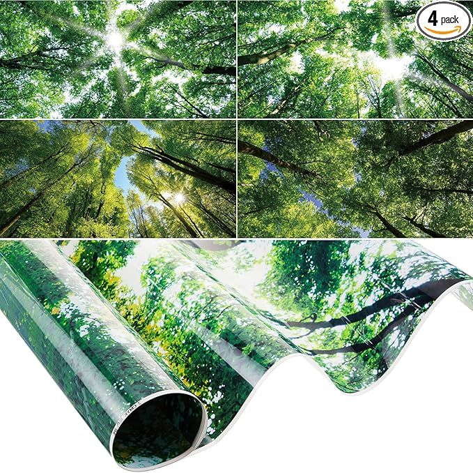 Amylove 4 Pcs Fluorescent Light Covers Classroom Ceiling Panels Light Filters with Backlit Film Material for Office School, 4 x 2 Feet (Green,Forest)