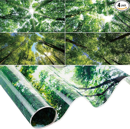 Amylove 4 Pcs Fluorescent Light Covers Classroom Ceiling Panels Light Filters with Backlit Film Material for Office School, 4 x 2 Feet (Green,Forest)