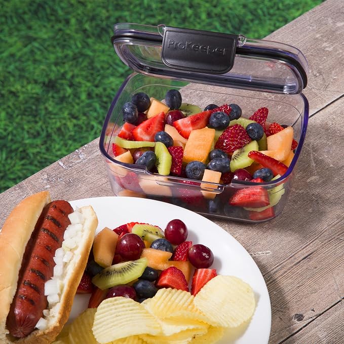 Progressive Prokeeper + Deli Storage Set: Air-Tight Silicone Sealed Containers w Grooved Bottom, Dry Erase Lid, BPA-Free, Stackable, Keeps Meats & Cheeses Fresh Longer, PKS-705C Mini Deli 0.69L