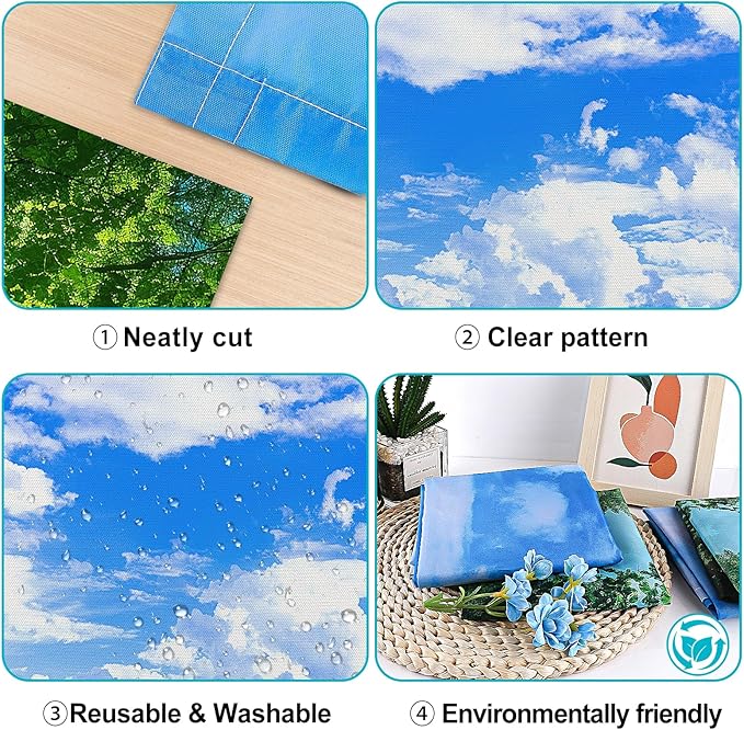 Aheroi 4-Pack Fluorescent Magnetic Light Covers - Mix Light Filters for Classroom Ceiling Lights (Forest & Blue Sky)
