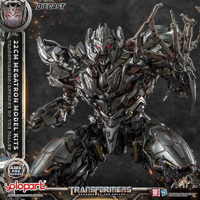 YOLOPARK Megatron Transformers Toys Revenge of the Fallen Action Figure - Diecast Version,AMK PRO Series 8.66 Inch Highly Articulated Transformers Model Kit for Ages 15 and Up,No Converting
