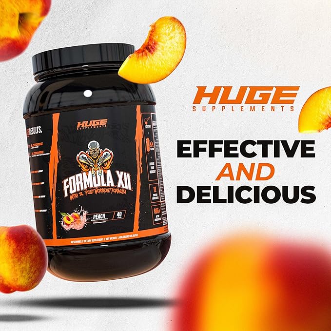 Formula XII Intra Workout Carbs & Post Workout Recovery Powder, Rapidly Absorbed Instant Energy, Boost Exercise Performance, Strength, Endurance & Hydration, 12 Science-Backed Ingredients (Peach)