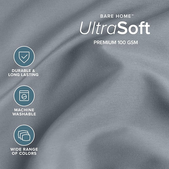 Bare Home Split Head Flex King Sheet Set - 1800 Ultra-Soft Microfiber Bed Sheets - Double Brushed - Deep Pockets - Easy Fit - 4 Piece Set - Bedding Sheets & Pillowcases (Steel Blue)