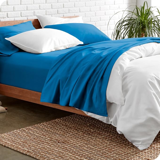 Bare Home Split King Sheet Set - 1800 Ultra-Soft Microfiber Bed Sheets - Double Brushed - Deep Pockets - Easy Fit - 5 Piece Set - Bedding Sheets & Pillowcases (Split King, Medium Blue)