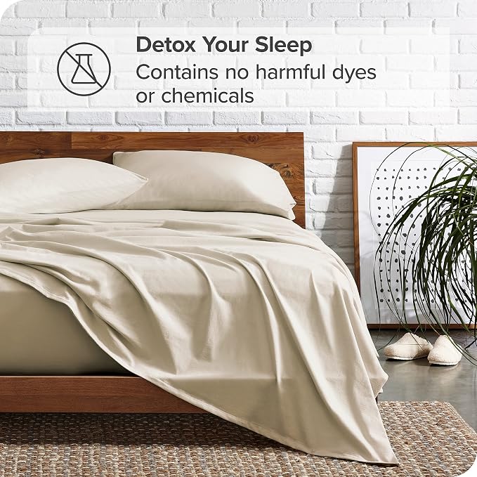 Bare Home Split King Sheet Set - 1800 Ultra-Soft Microfiber Bed Sheets - Double Brushed - Deep Pockets - Easy Fit - 5 Piece Set - Bedding Sheets & Pillowcases (Split King, Sand)