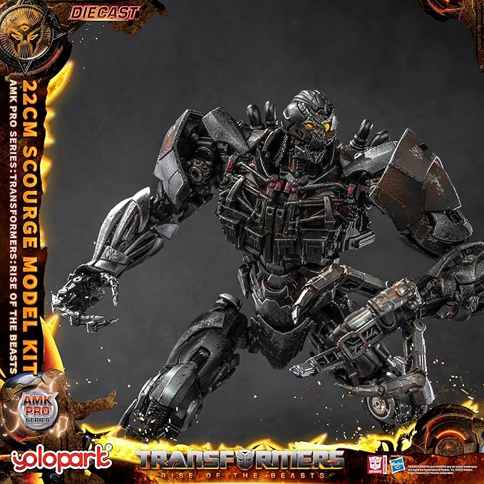 YOLOPARK Transformers AMK PRO Scourge Action Figure, 8.66 Inch Rise of The Beasts Transformers Toy with Magnetic Control LED,Highly Articulated Collectible Model Kit for Ages 15 and Up,No Converting