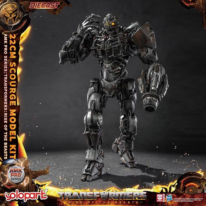 YOLOPARK Transformers AMK PRO Scourge Action Figure, 8.66 Inch Rise of The Beasts Transformers Toy with Magnetic Control LED,Highly Articulated Collectible Model Kit for Ages 15 and Up,No Converting