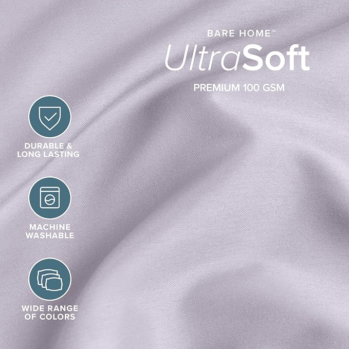 Bare Home Split Head Flex King Sheet Set - 1800 Ultra-Soft Microfiber Bed Sheets - Double Brushed - Deep Pockets - Easy Fit - 4 Piece Set - Bedding Sheets & Pillowcases (Light Lavender)