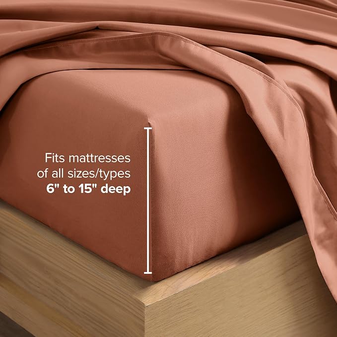 Bare Home King Sheet Set - 1800 Ultra-Soft Microfiber King Bed Sheets - Double Brushed - Deep Pockets - Easy Fit - 4 Piece Set - Bedding Sheets & Pillowcases (King, Terracotta)
