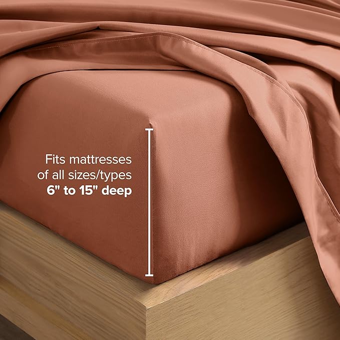 Bare Home Full Sheet Set - 1800 Ultra-Soft Microfiber Full Bed Sheets - Double Brushed - Deep Pockets - Easy Fit - 4 Piece Set - Bedding Sheets & Pillowcases (Full, Terracotta)