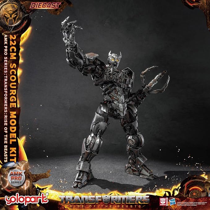 YOLOPARK Transformers AMK PRO Scourge Action Figure, 8.66 Inch Rise of The Beasts Transformers Toy with Magnetic Control LED,Highly Articulated Collectible Model Kit for Ages 15 and Up,No Converting