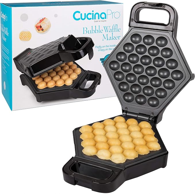 Bubble Waffle Maker- Electric Non-Stick Hong Kong Egg Waffler Iron Griddle | Ready Indicator Light, Done in under 5 Minutes, Includes Recipe Guide, Make Delicious Ice Cream Cones, Sundae Dessert Treat
