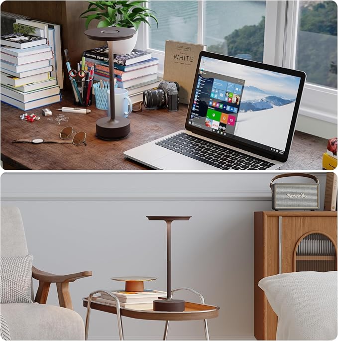 TBBGA 1 Pack Rechargeable Table Lamps Cordless, Portable 5000mAh Outdoor Table Light, 3 Color Stepless Dimming LED Table Lamp with Memory Function, for Home/Dinner/Patio/Restaurant.(Rust)