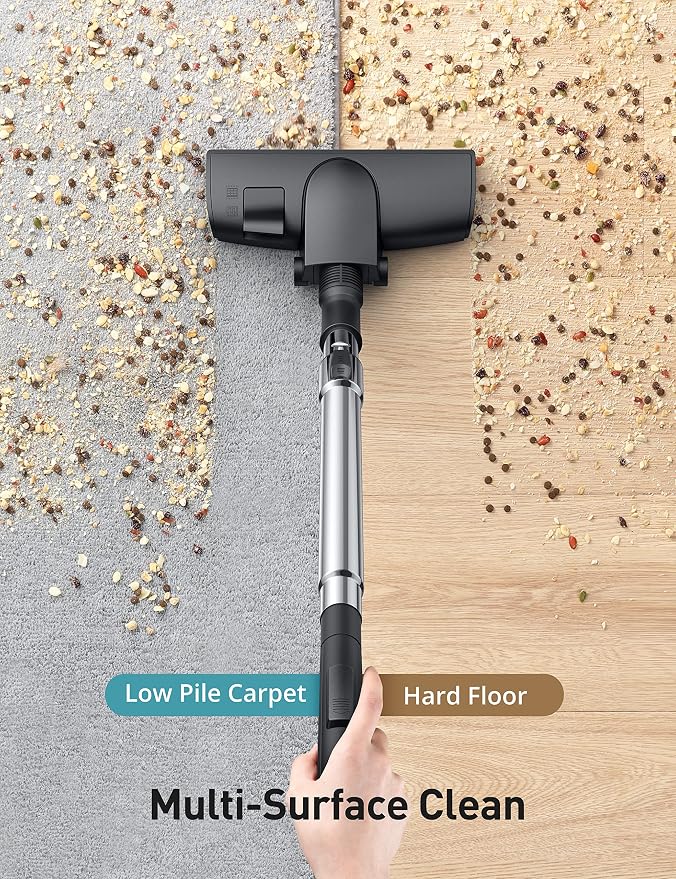 Aspiron Canister Vacuum Cleaner, 40Kpa Bagless Vacuum Cleaners, 4QT Large Dust Cup, Double HEPA Filter, Retractable Cord, 1600W Lightweight Vacuum Cleaner with 5 Tools for Hard Floors, Pearl