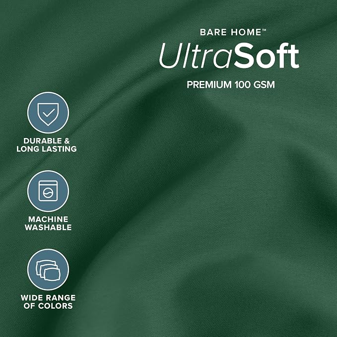 Bare Home Queen Sheet Set - 1800 Ultra-Soft Microfiber Queen Bed Sheets - Double Brushed - Deep Pockets - Easy Fit - 4 Piece Set - Bedding Sheets & Pillowcases (Queen, Forest Green)
