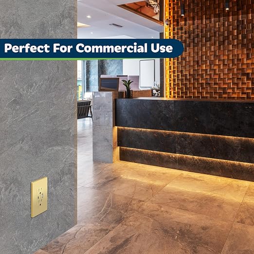 TOPGREENER USB Outlet, 4.2A Type C & Type A Wall Outlet, 15 Amp Tamper Resistant Receptacle Plug, Screwless Wall Plate Included, UL Listed, TU21536AC-GDWSI-2PCS, Gold, 2 Pack