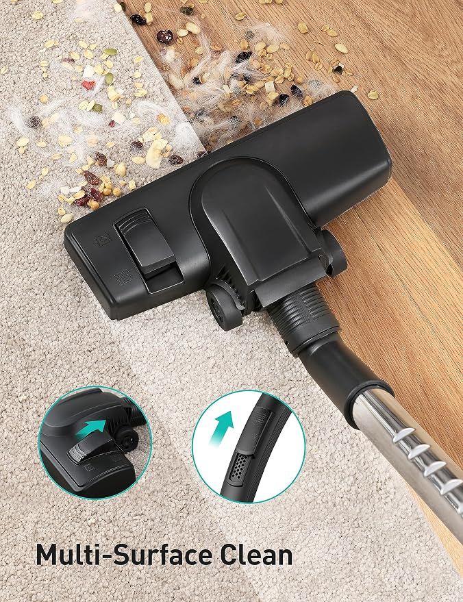 Aspiron 40Kpa Canister Vacuum Cleaner, 1600W Bagless Canister Vacuum Cleaner with 5 Tools, Auto Cord Rewind, H13 HEPA Filter, 4Qt Large Cup, for Hard Floors, Carpet, Pet, Upholstery, Tiles, Sapphire