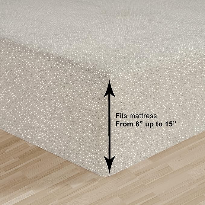 LANE LINEN Twin XL Fitted Sheet, 100% Organic Cotton 2-Piece Set (1 Fitted Sheet, 1 Pillowcase), Percale Weave, Bottom Sheet, Soft, Fits Mattress Upto 15" Deep - Grey (White Dot)(No Flat Sheet)