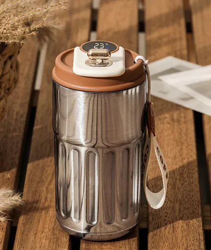 Bouteille Thermique Numérique Intelligente Tasse à Café Portable Bouteille d'Eau en Acier Inoxydable Tasse Isotherme pour Voiture Bouteilles Isothermes Gardant au Froid 450 ml