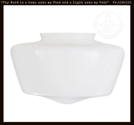 Schoolhouse Milk Glass Shade Replacement | 12" W/ 6" Fitter