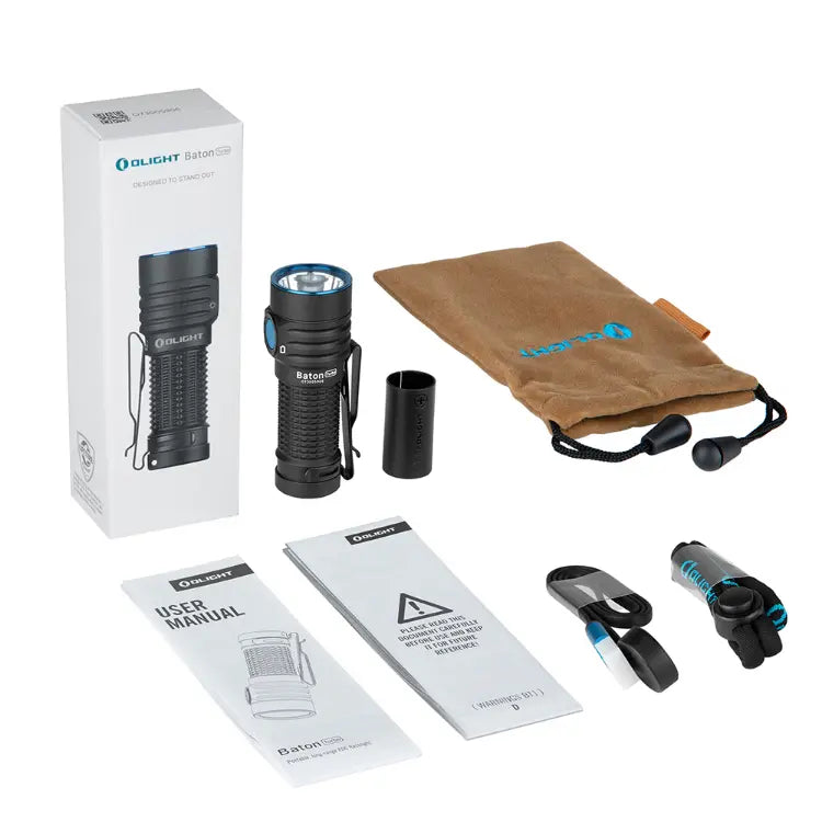 OLIGHT BATONTURBOBKRGL Baton Turbo Compact EDC Flashlight with 510m Long-Range Beam - Black