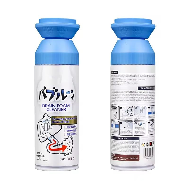 Déboucheur Mousse Égout Nettoyant Mousse Drain Égout Nettoyant Mousse Égout Nettoyant Cheveux Déboucheur Moussant pour Éviers de Cuisine Baignoires (Lot de 2) HERIOS