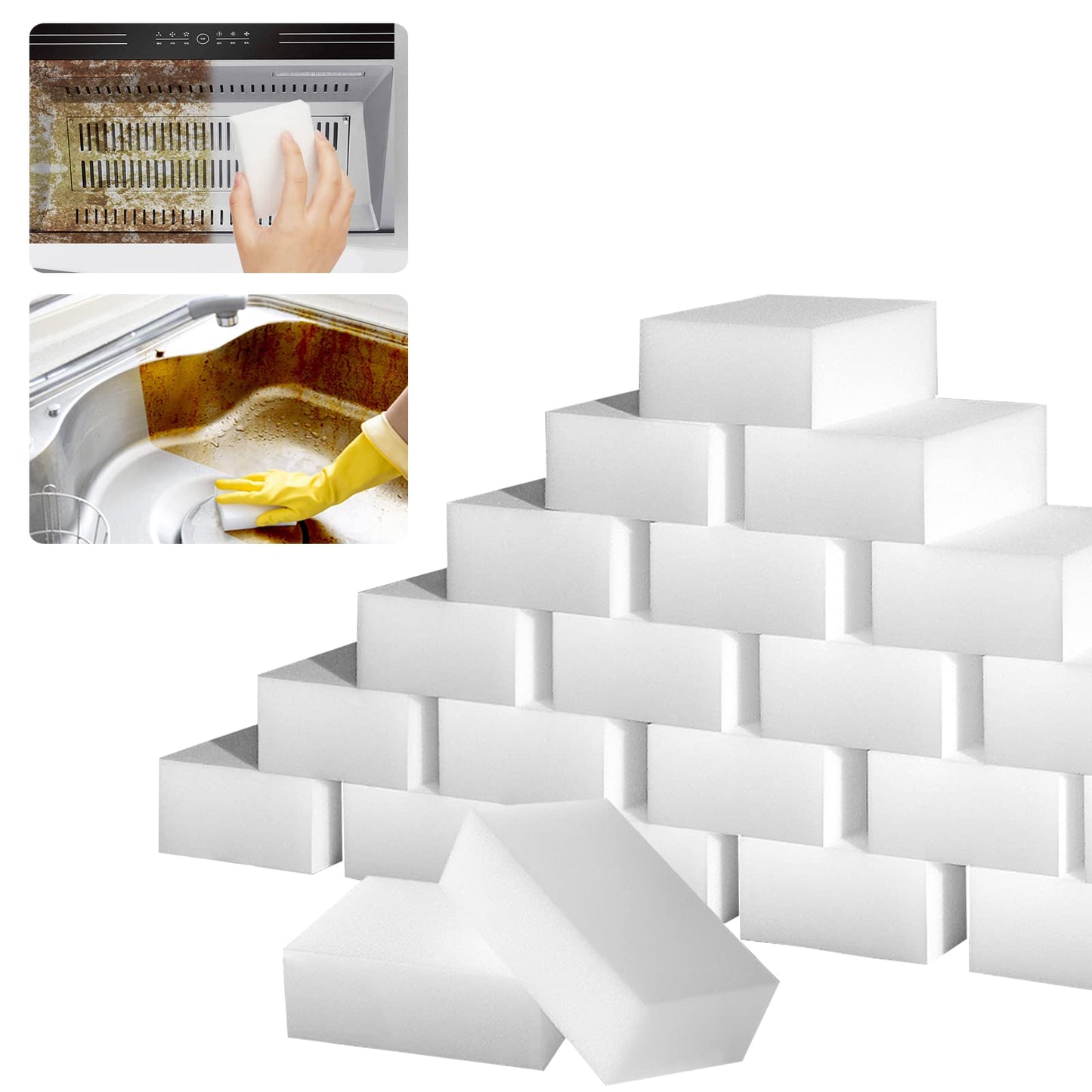 100Pack Magic Sponge Eraser Large Melamine Foam Sponge in Bulk Multi-Functional Cleaning Sponges Scrubber Pads Household Cleaner for Kitchen Oven Bathroom Bathtub Sink Wall Shoes