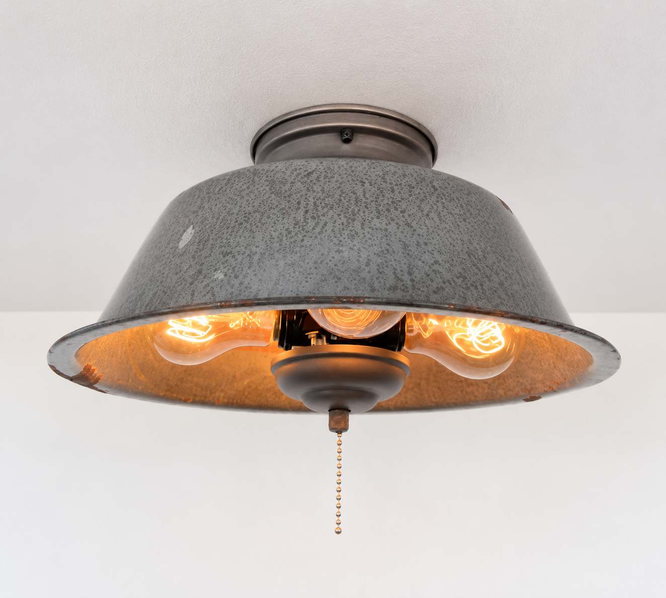 Antique FARMHOUSE GRANITEWARE Pan Ceiling Light