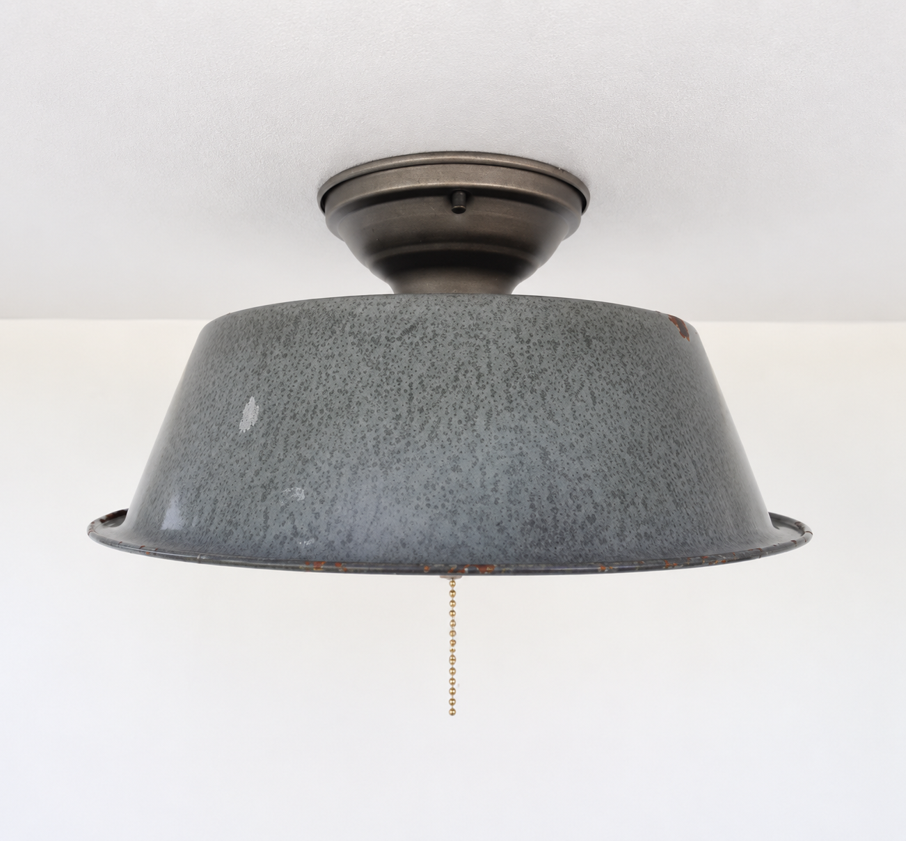 Antique FARMHOUSE GRANITEWARE Pan Ceiling Light